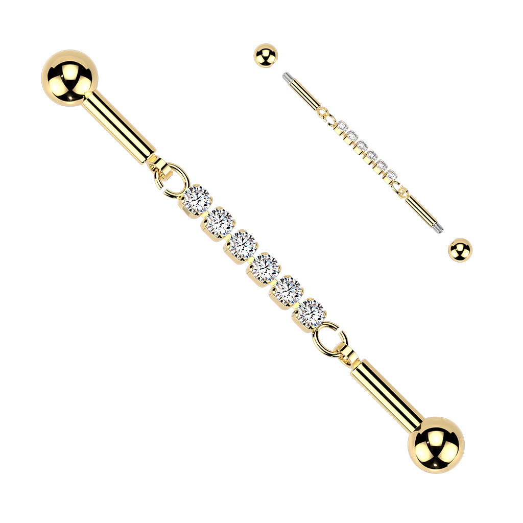 CRYSTAL CHAIN INDUSTRIAL BARBELL - 14 GAUGE - 38MM