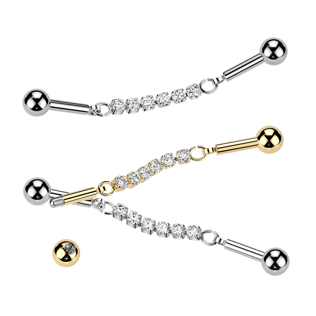 CRYSTAL CHAIN INDUSTRIAL BARBELL - 14 GAUGE - 38MM