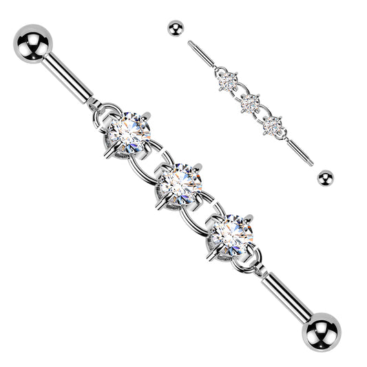 TRIPLE CRYSTAL CHAIN INDUSTRIAL BARBELL - 14 GAUGE - 38MM