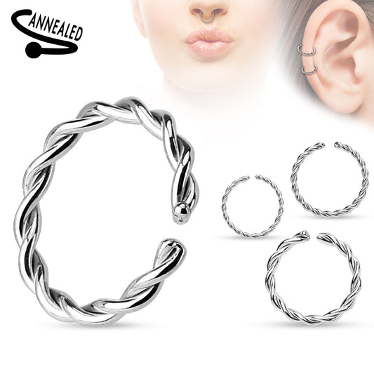 TWISTED BRAIDED BENDABEL NOSE RING - 8MM