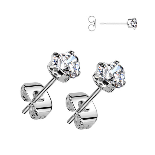 CRYSTAL LOVE HEART STUDS- SURGICAL STEEL