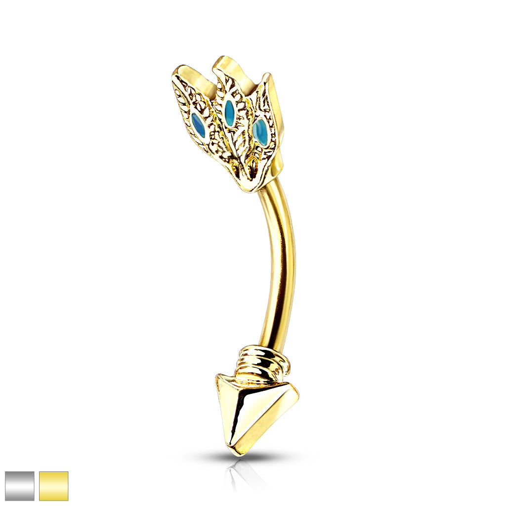 TRIBAL TURQUOISE ARROW CURVED BARBELL - 8MM - 16 GAUGE