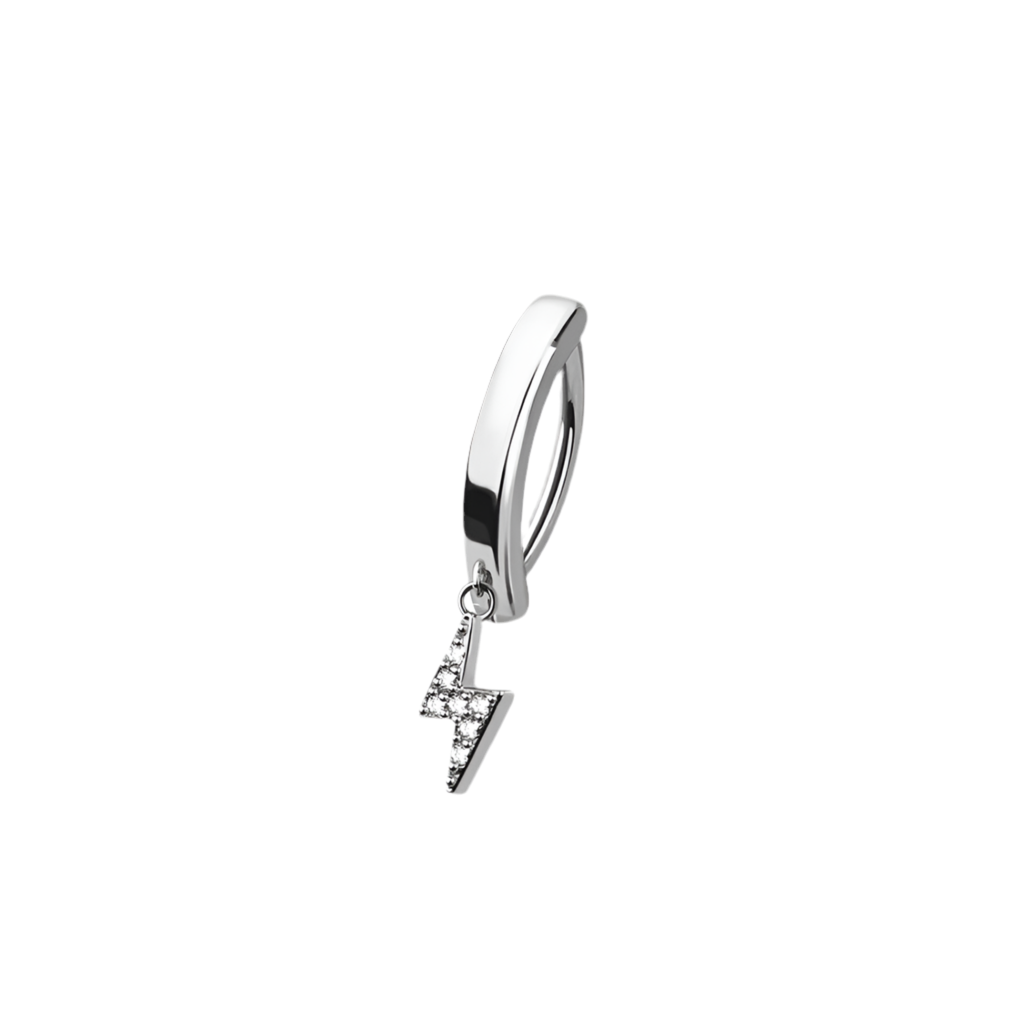 CRYSTAL LIGHTENING BOLT  CHARM BELLY CLICKER HOOP - 10MM
