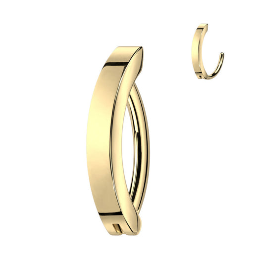 TITANIUM GOLD PLAIN BELLY CLICKER HOOP BARBELL - 12MM