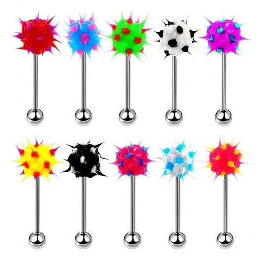 FUNKY SILICONE FUZZ BALL TONGUE BARBELL - 16MM