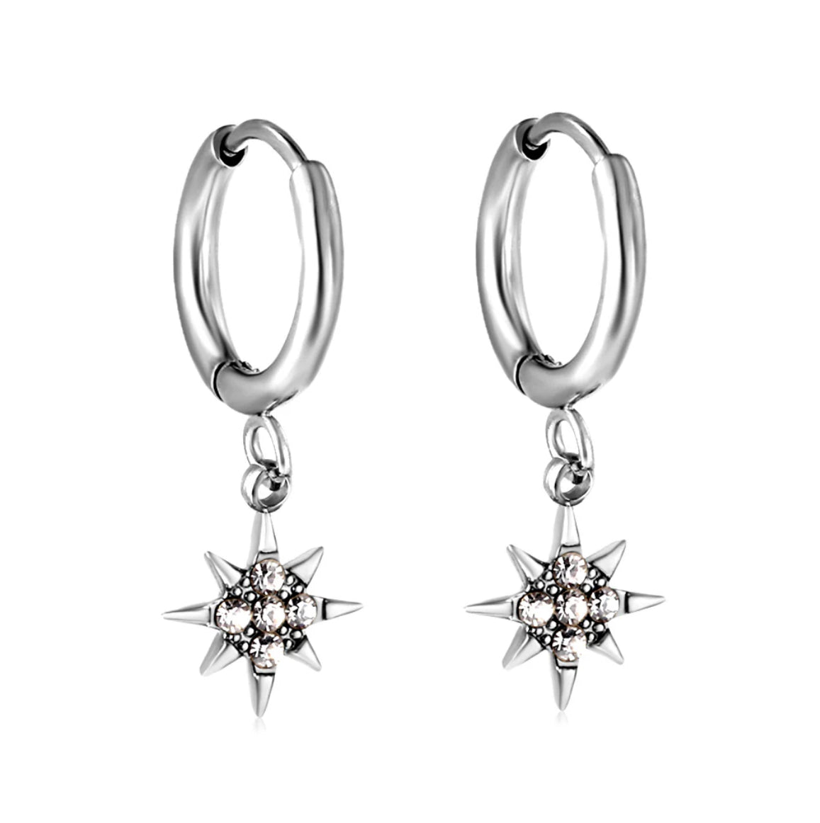 DAINTY NORTHERN STAR HOOP EARRINGS - 10MM - WATERPROOF