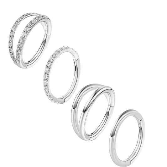 LIMITED EDITION 4 PIECE DOUBLE LOOP NOSE RING EDITION MULTI PACK - 18 GAUGE -8MM
