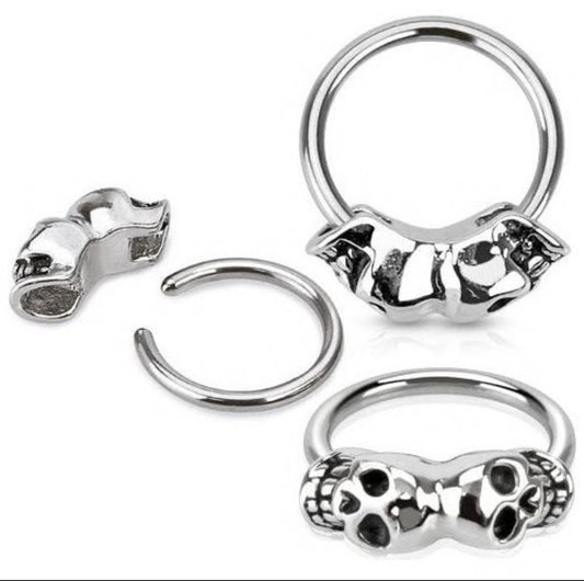 DOUBLE SKULL CAPTIVE HOOP - 12MM