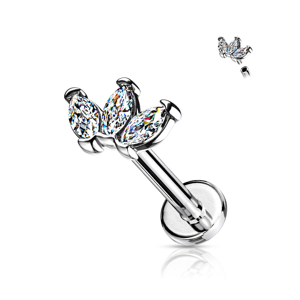 DAINTY CRYSTAL MARQUISE FLAT BACK LABRET