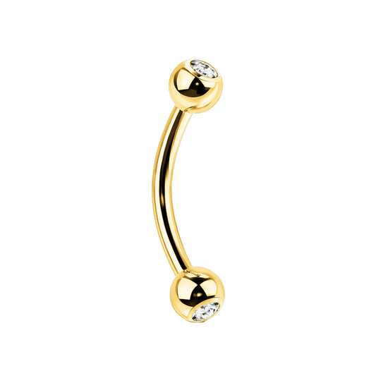 TITANIUM DOUBLE CRYSTAL CURVED BARBELL- 16 GAUGE - 8MM