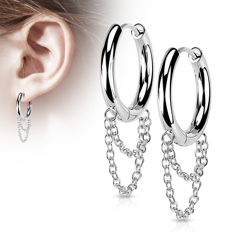 CHANDELIER CHAIN MEDIUM HOOP EARRINGS