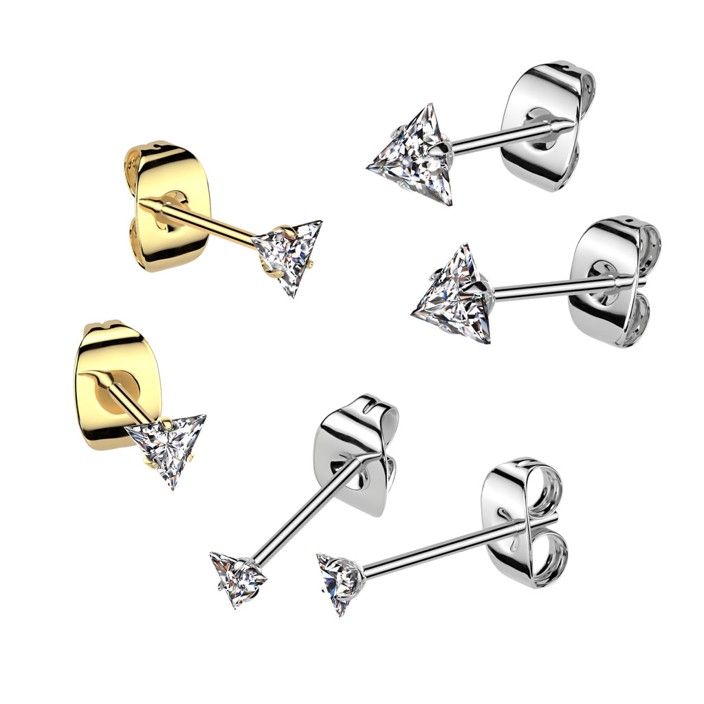 DAINTY TRIANGLE CRYTAL STUD EARRINGS