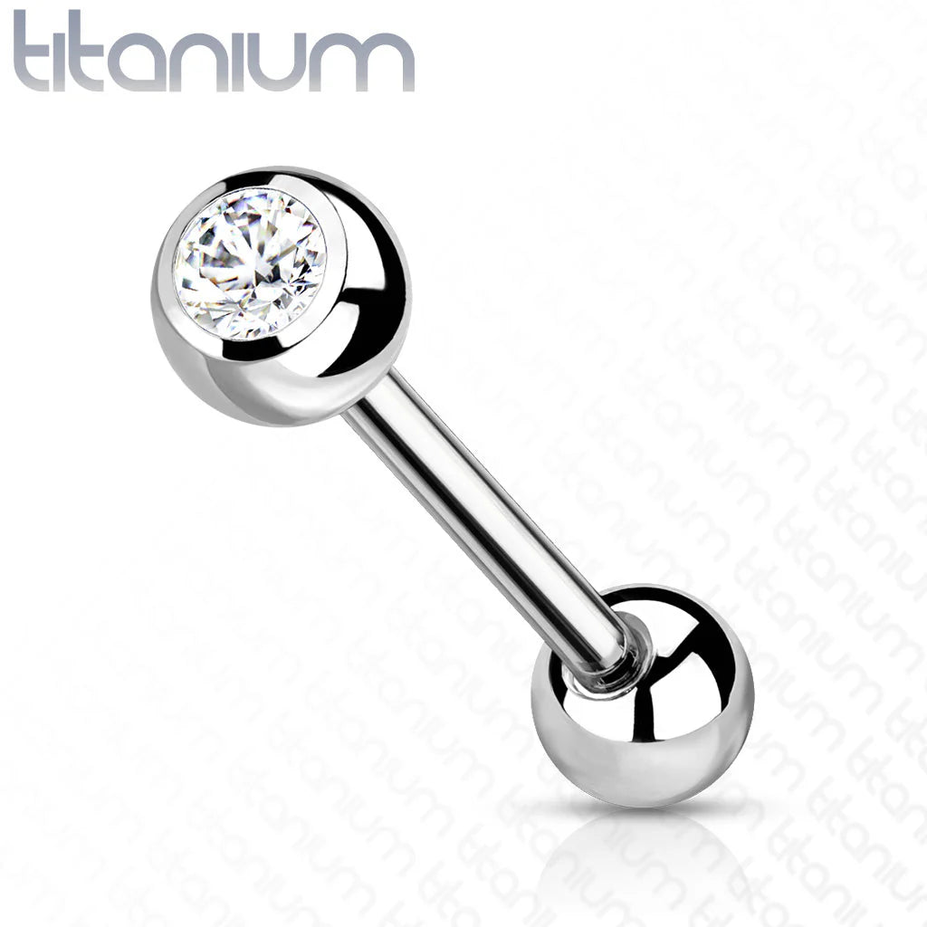 TITANIUM CRYSTAL TOP TONGUE BAR