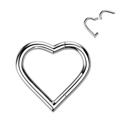 TITANIUM LOVE HEART CLICKER HOOP - 8MM