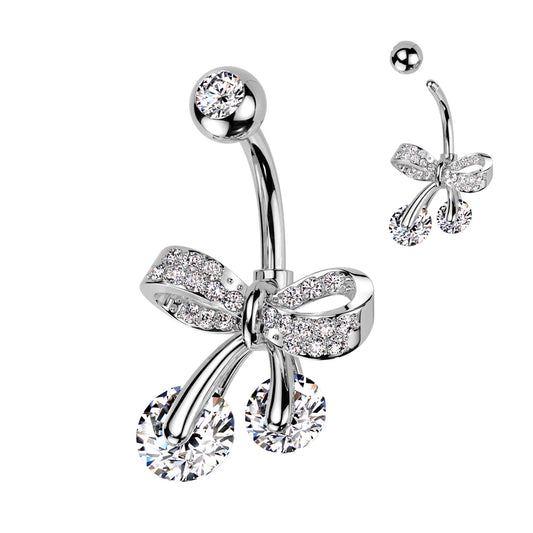 CRYSTAL RIBBON BELLY BAR - 10MM