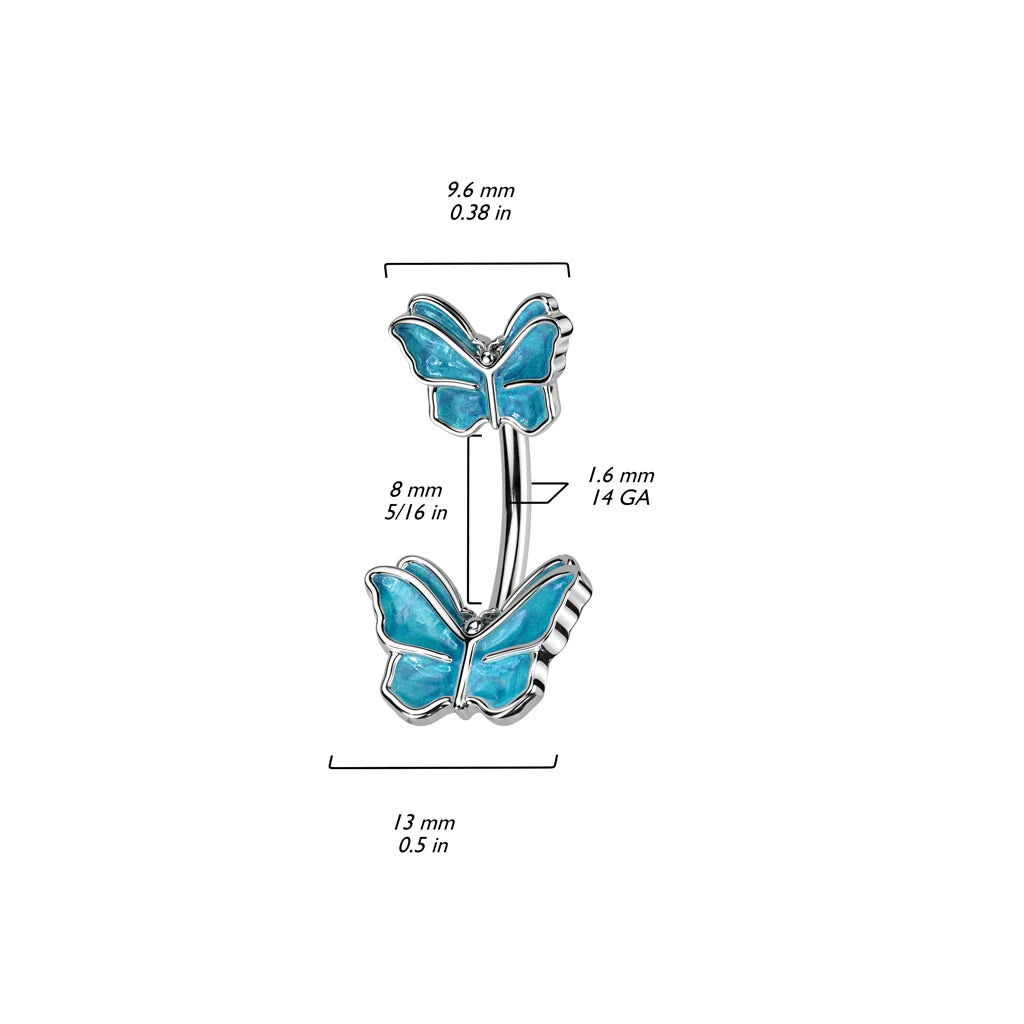 ENAMEL DOUBLE BUTTERFLY BELLY BAR -