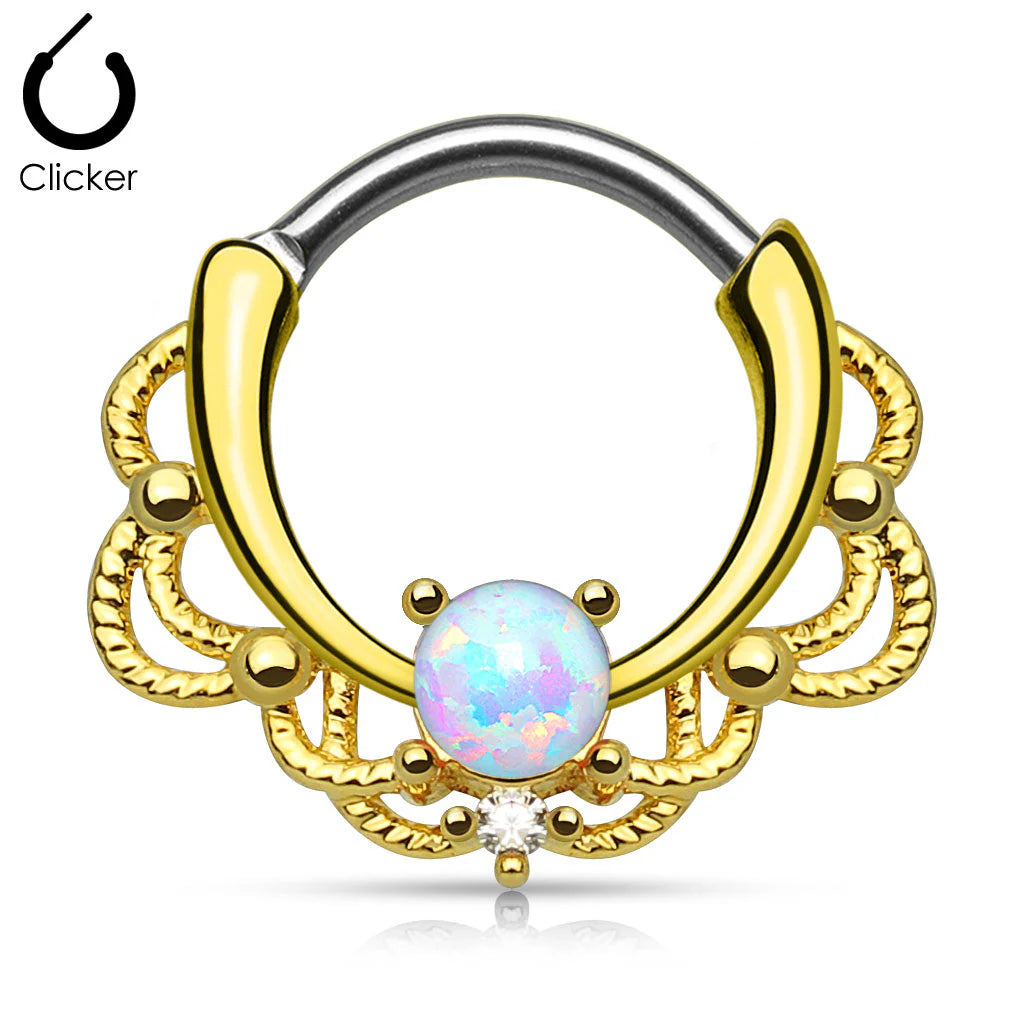 GOLD FILIGREE OPAL 10MM HOOP