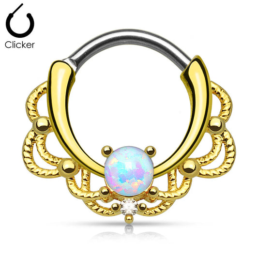 GOLD FILIGREE OPAL 10MM HOOP