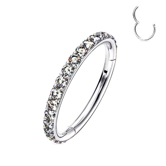 TITANIUM CRYSTAL LINED HINGE CLOSE FASTENING HOOP - 8MM