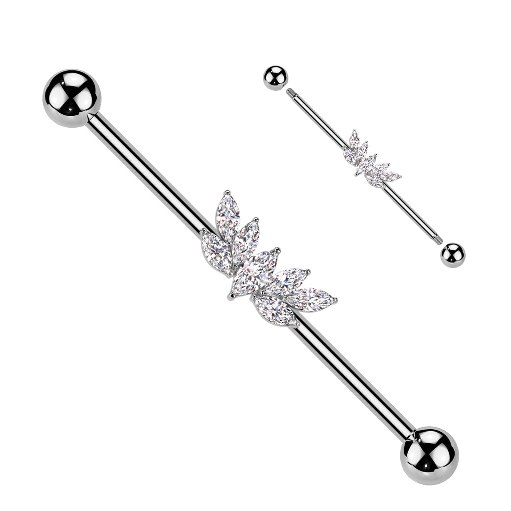 CRYSTAL MARQUISE INDUSTRIAL BARBELL - 38MM