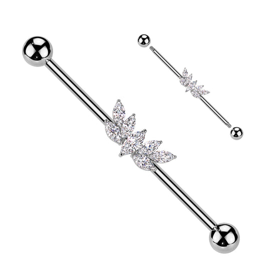 CRYSTAL MARQUISE INDUSTRIAL BARBELL - 38MM