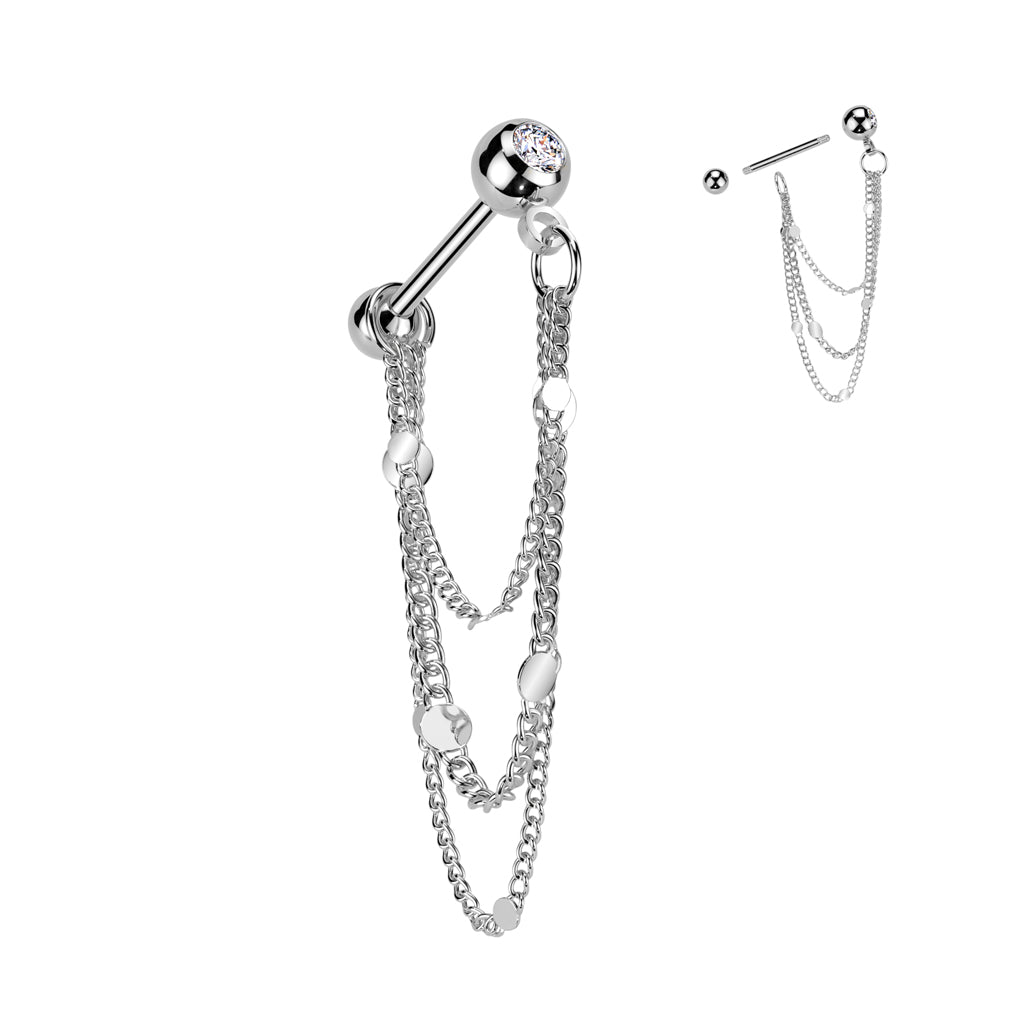 CRYSTAL CHANDELIER CHARM DANGLY BARBELL -