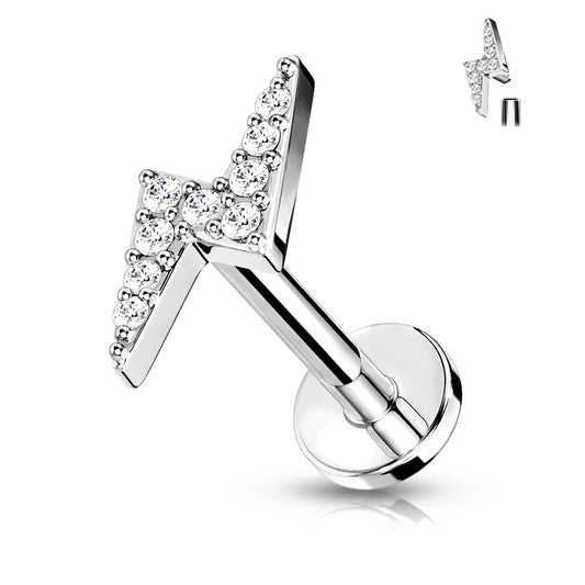 CRYSTAL LIGHTING BOLT FLAT BACK LABRET