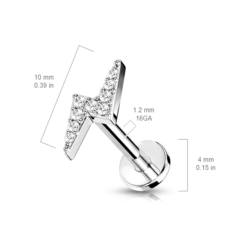 CRYSTAL LIGHTING BOLT FLAT BACK LABRET