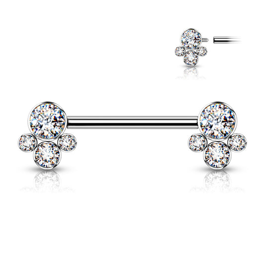 TITANIUM CRYSTAL CLUSTER CHEST NIPPLE BAR