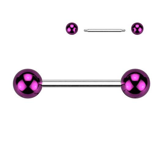 PURPLE DOUBLE METALLIC BARBELL- 16MM