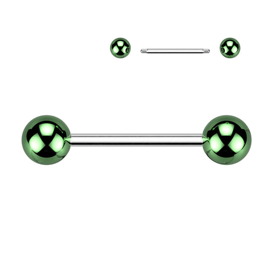 GREEN DOUBLE METALLIC BARBELL- 16MM