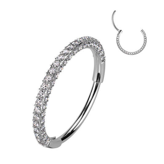 TITANIUM ULTIMATE MULTI CRYSTAL SIDED NOSE HOOP - 8MM