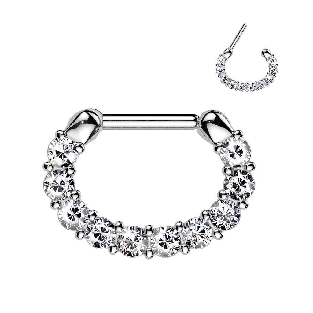 CRYSTAL LINED CLICKER HOOP FOR SEPTUM & DAITH - 10MM