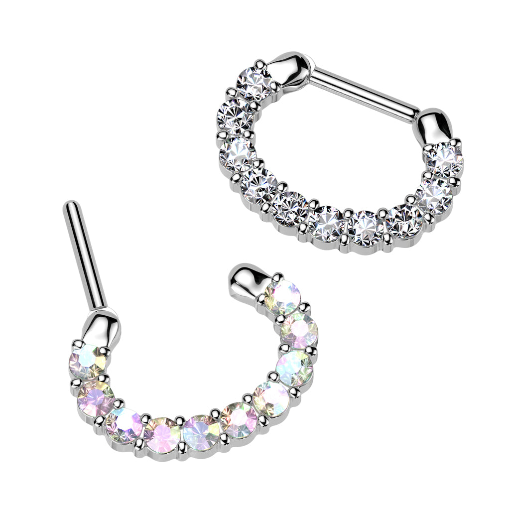 CRYSTAL LINED CLICKER HOOP FOR SEPTUM & DAITH - 10MM