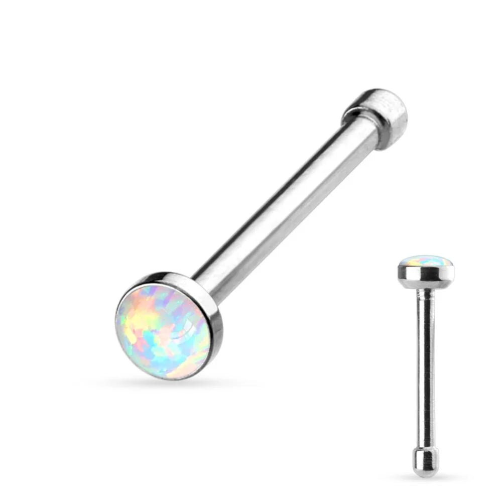 MINI OPAL TOP DAINTY STRAIGHT PRONG NOSE STUD - 6MM