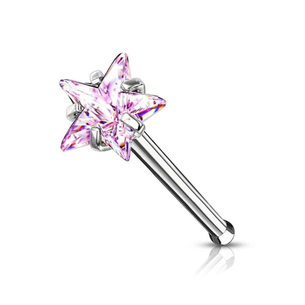 DAINTY MICRO CRYSTAL STAR STRAIGHT PRONG NOSE STUD