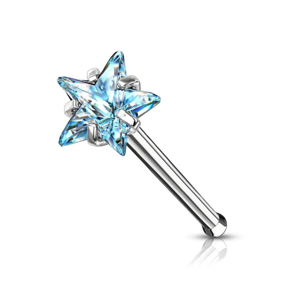 DAINTY MICRO CRYSTAL STAR STRAIGHT PRONG NOSE STUD