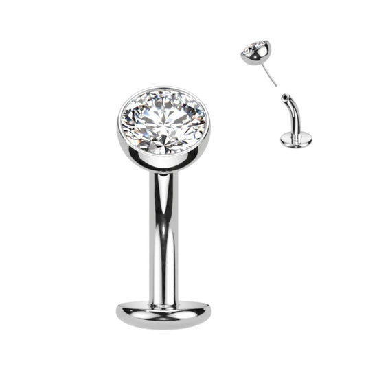 TITANIUM CRYSTAL FLOATING BELLY BUTTON BAR