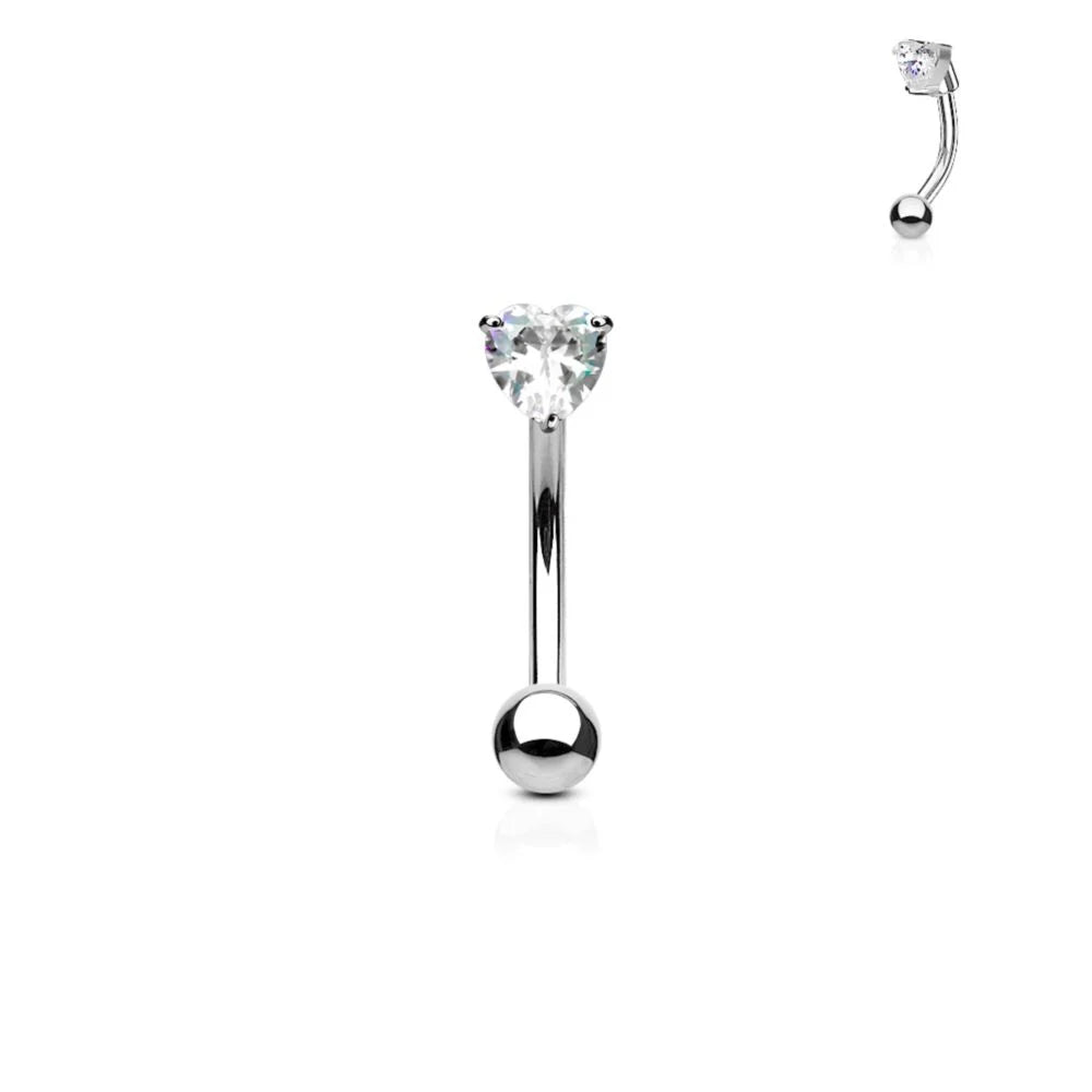 MINI CRYSTAL LOVE HEART 8MM CURVED BARBELL - 16 GAUGE