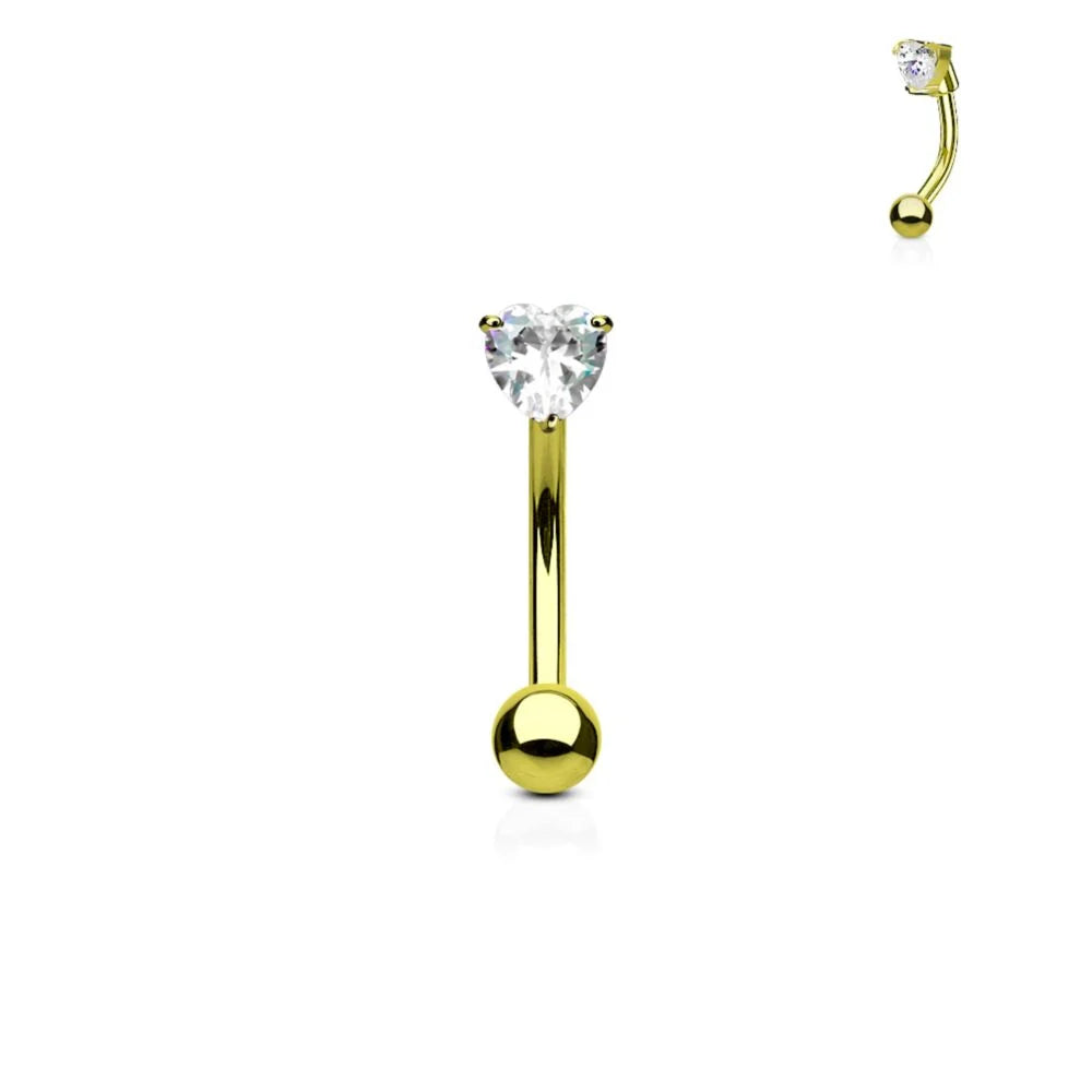 MINI CRYSTAL LOVE HEART 8MM CURVED BARBELL - 16 GAUGE
