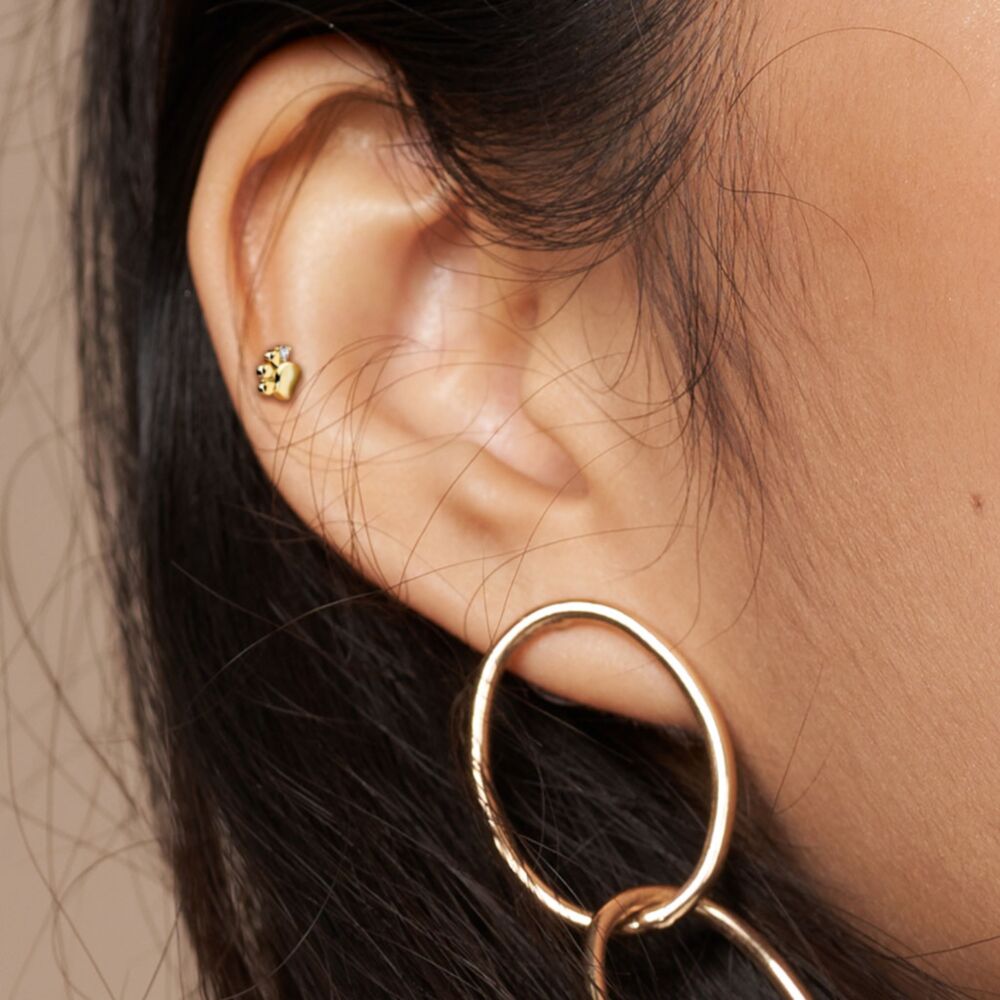 PUPPY & KITTY PAW FLAT BACK LABRET STUD - THREADLESS
