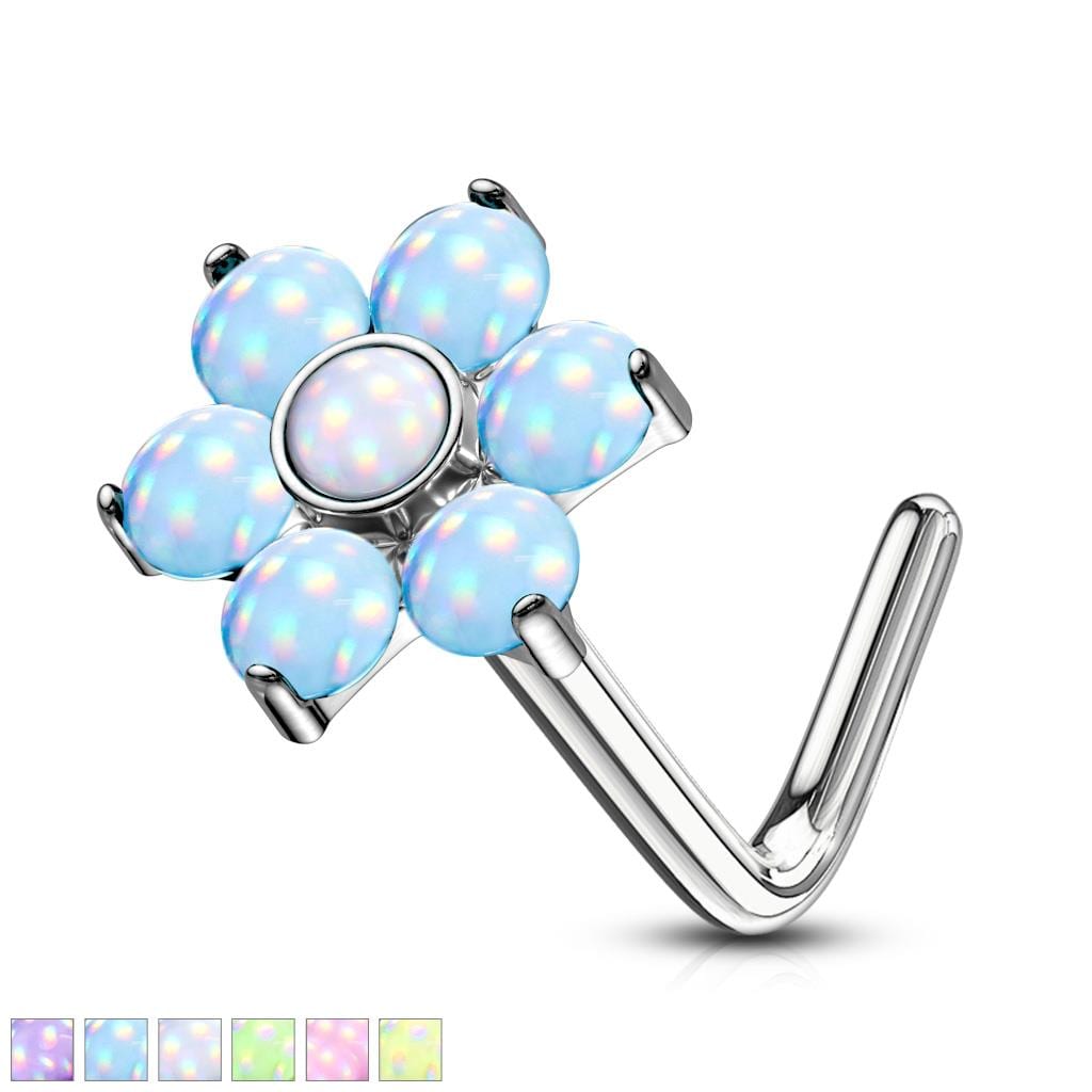 ILLUMINATING FLOWER L BEND NOSE STUD