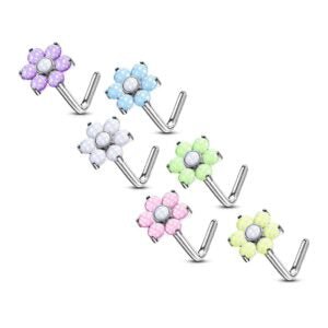 ILLUMINATING FLOWER L BEND NOSE STUD