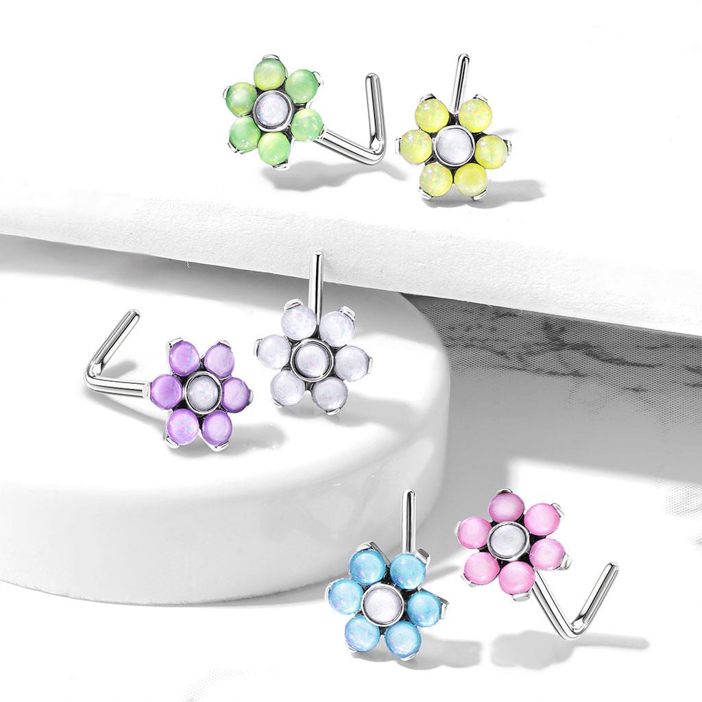 ILLUMINATING FLOWER L BEND NOSE STUD