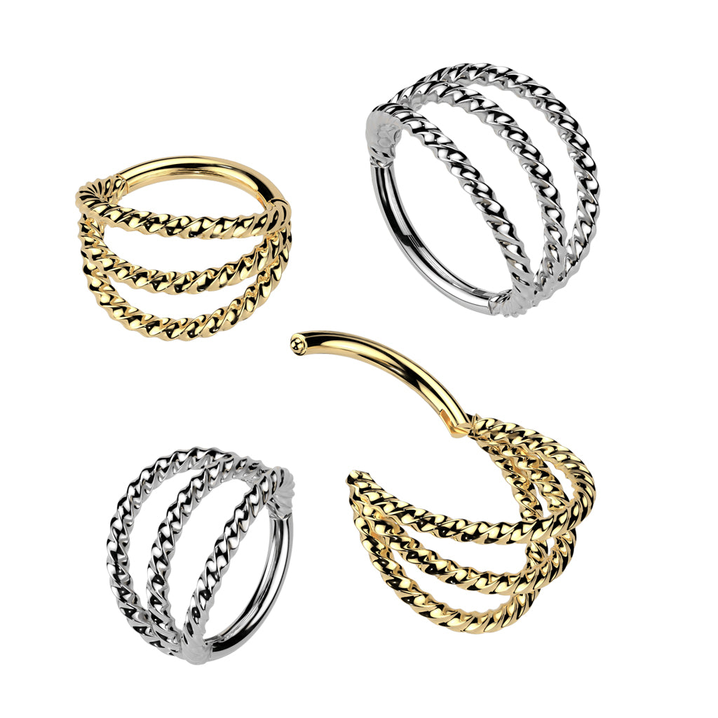 TRIPLE BRAIDED 10MM CONCH HOOP - 16 GAUGE