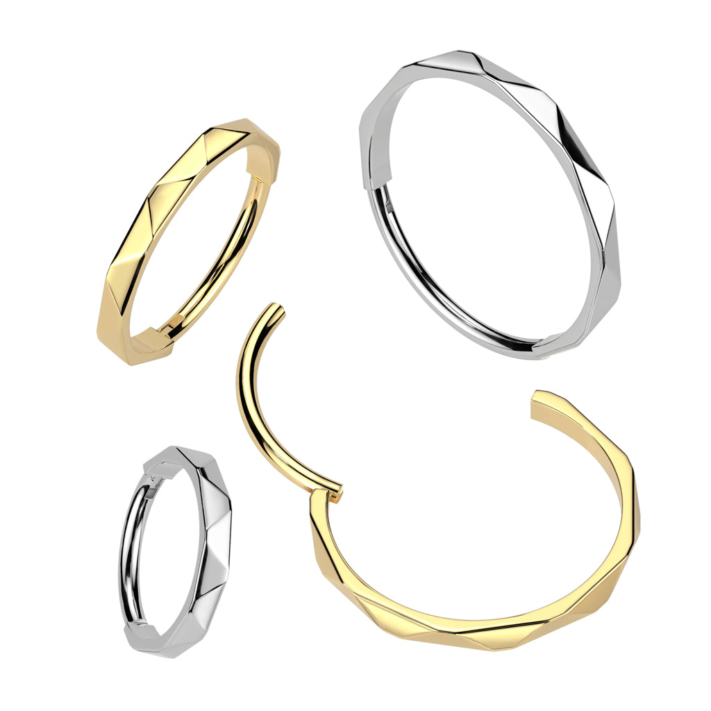 TITANIUM STUDDED HINGE CLOSE FASTENING NOSE RING HOOP - 20 GAUGE 7MM & 8MM