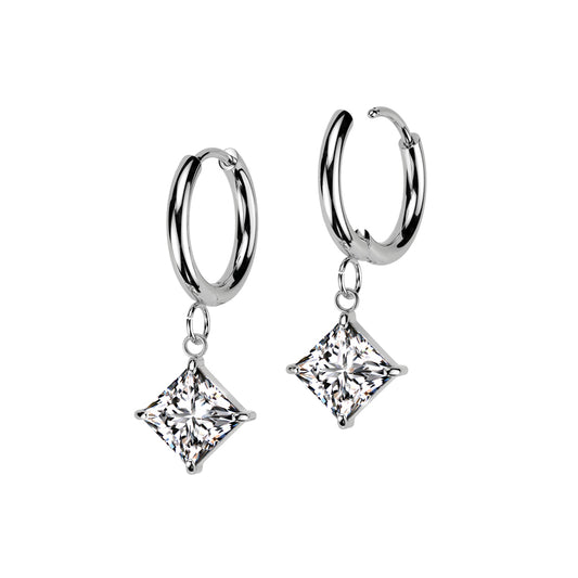 DIAMOND CRYSTAL CHARM 10MM HOOP EARRINGS