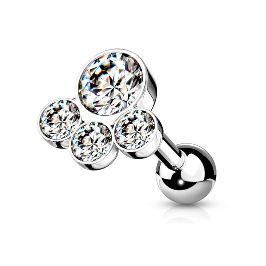 CRYSTAL PAW PRINT BARBELL -6MM