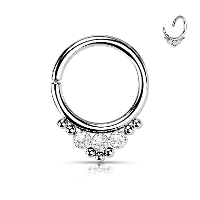 16 GAUGE TRIPLE GEM BENDABLE HOOP RING FOR NOSE & EAR - 8MM