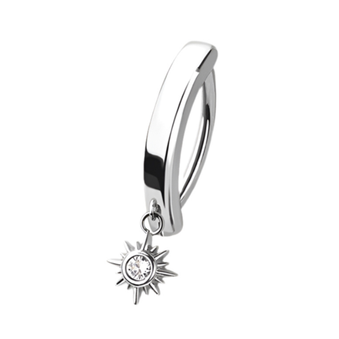 CRYSTAL NORTHERN STAR CHARM BELLY CLICKER HOOP - 10MM